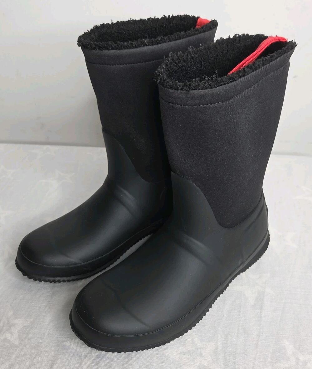 Hunter Womens 6 Black Original Short Sherpa Fleece Lined Insulated Rain Boots